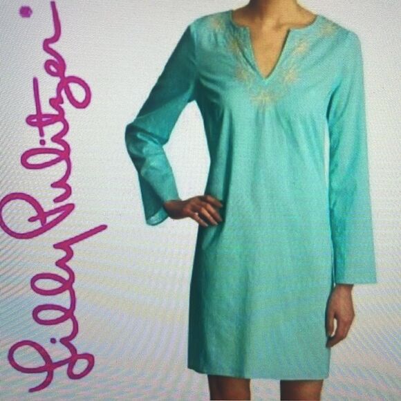 Lilly Pulitzer Elina Tunic Cover Up SHEER Embroidered Cotton Size Medium - Picture 1 of 11